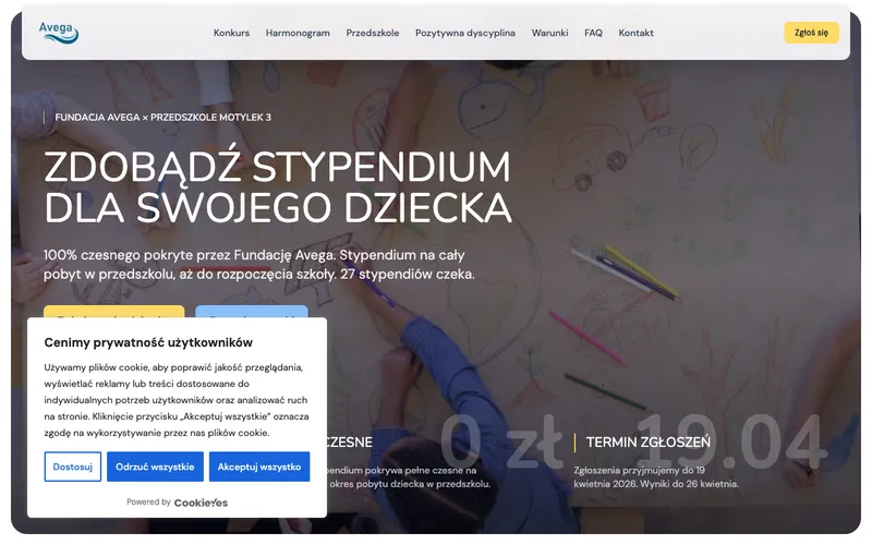 Strona internetowa — Fundacja Avega